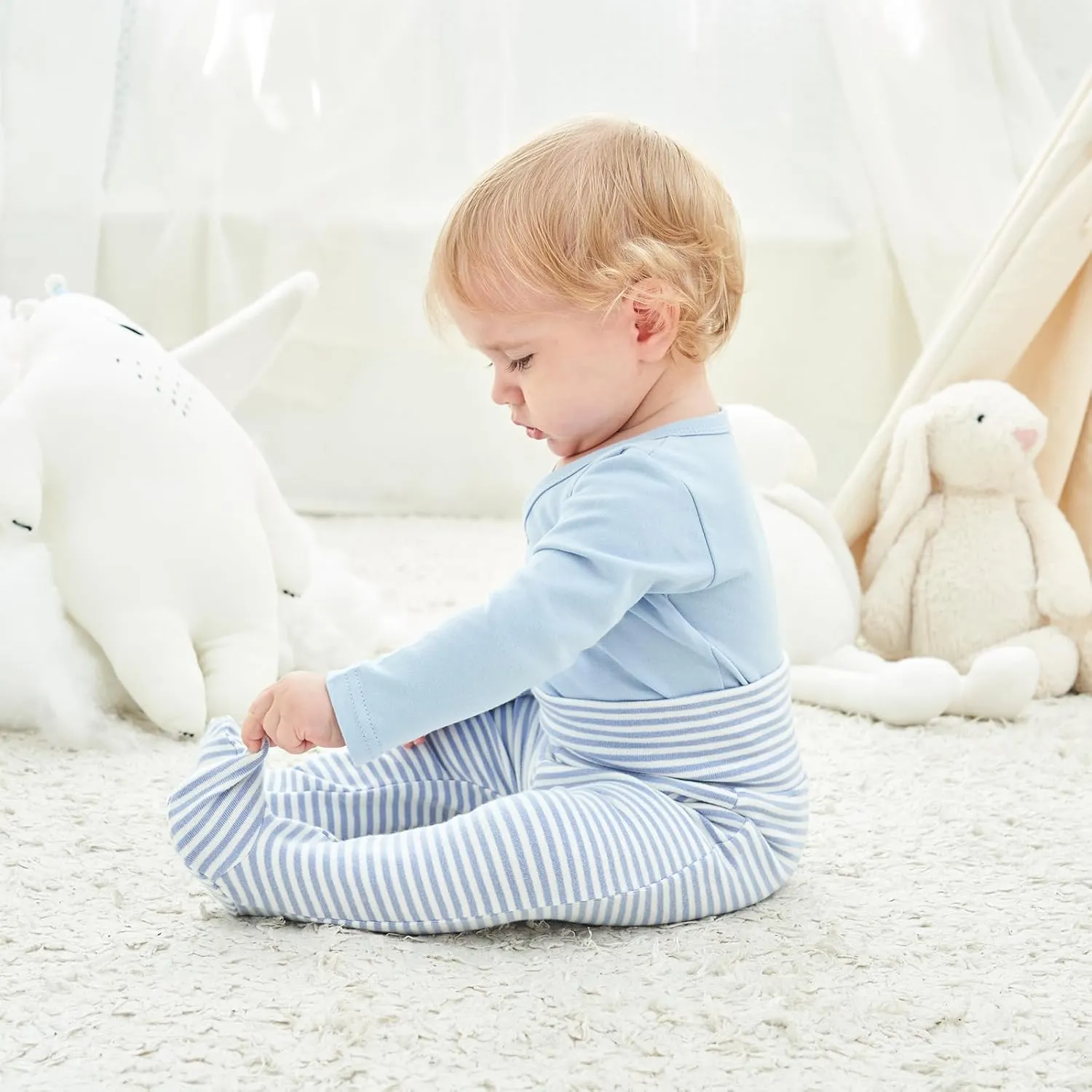 ACESTAR Newborn Infant Baby Boys Girls Cotton High Waist Footed Pants Casual Leggings with Feet 0-12 Months 3-PACK/1-PACK