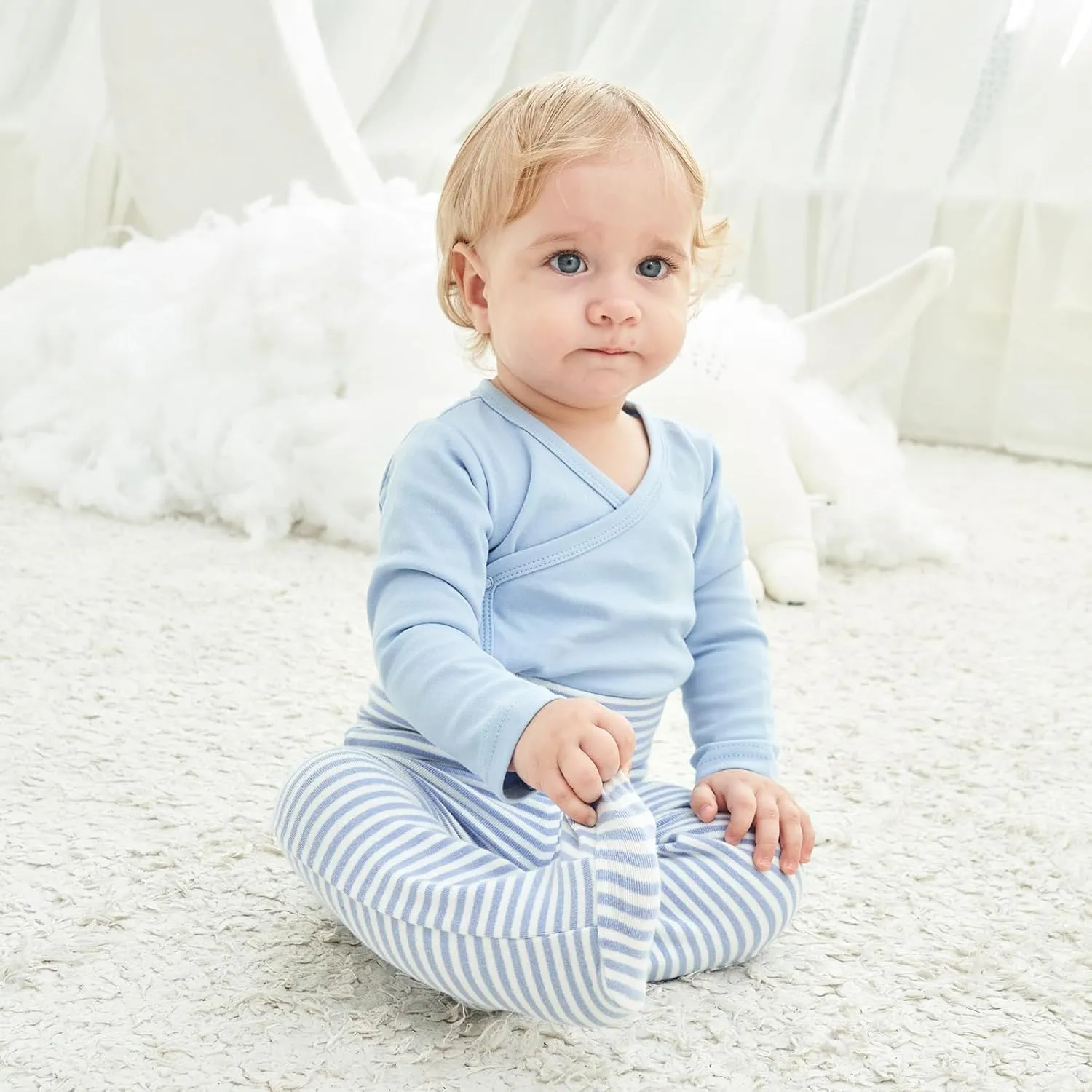 ACESTAR Newborn Infant Baby Boys Girls Cotton High Waist Footed Pants Casual Leggings with Feet 0-12 Months 3-PACK/1-PACK