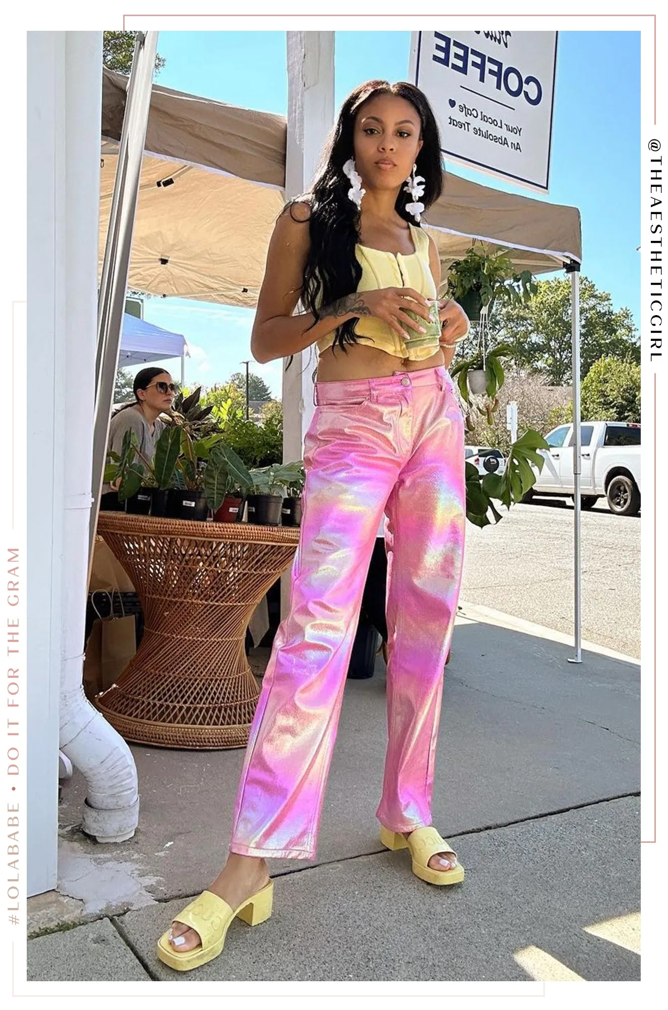 Alexia Straight Leg Metallic Pant - Pink