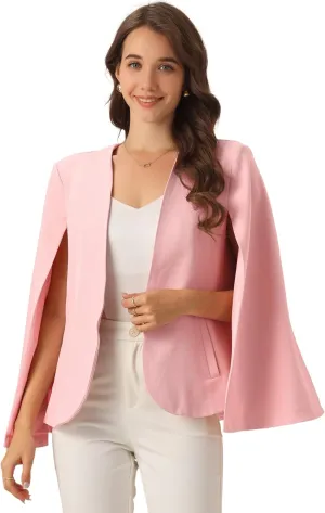 Allegra K Cape Sleeve Blazer for Women's Business Work Open Front Casual Jacket Coat