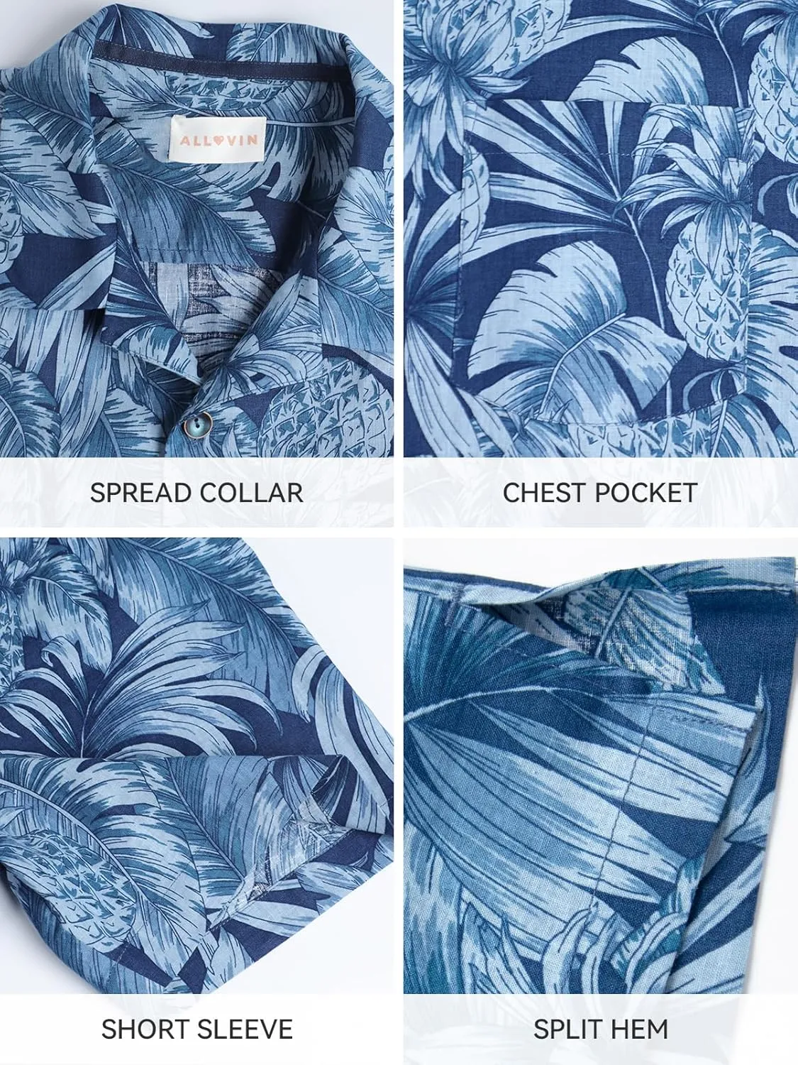 ALLOVIN Men’s Linen & Tencel Lyocell Hawaiian Shirt – Loose Fit Floral Button Down for Beach, Holiday & Summer Casual