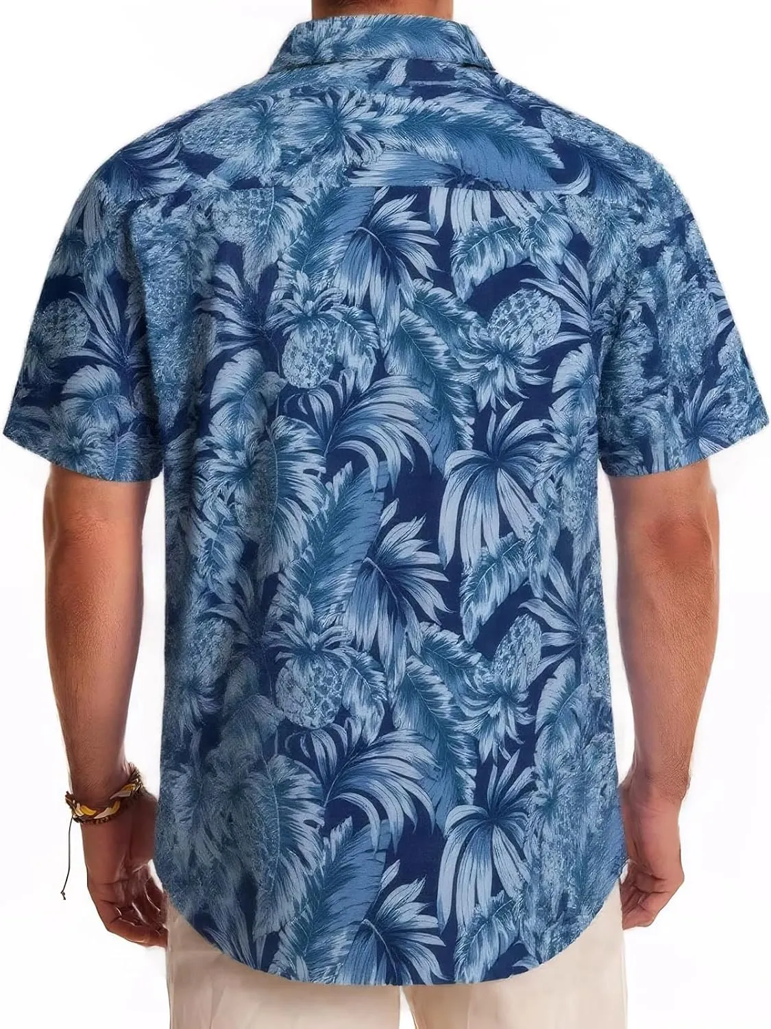 ALLOVIN Men’s Linen & Tencel Lyocell Hawaiian Shirt – Loose Fit Floral Button Down for Beach, Holiday & Summer Casual