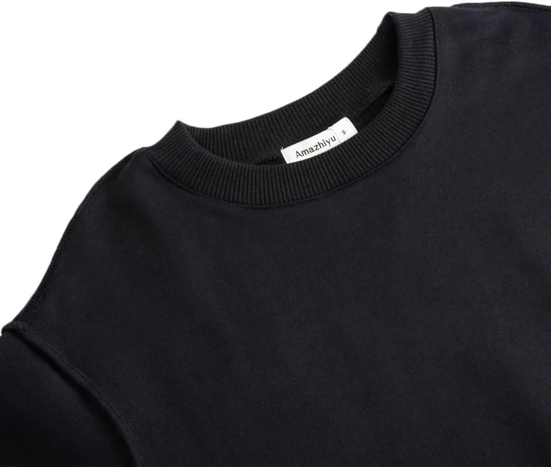 Amazhiyu Women Cropped Sweatshirt Long Sleeves Pullover Fleece Crop Tops