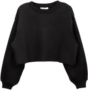 Amazhiyu Women Cropped Sweatshirt Long Sleeves Pullover Fleece Crop Tops