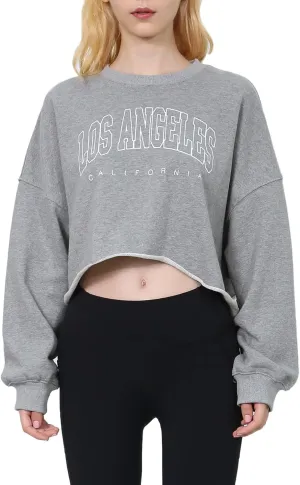 Amazhiyu Womens Cropped Hoodie Pullover Long Sleeve Crewneck Crop Tops Oversize Fit