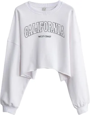 Amazhiyu Womens Cropped Hoodie Pullover Long Sleeve Crewneck Crop Tops Oversize Fit