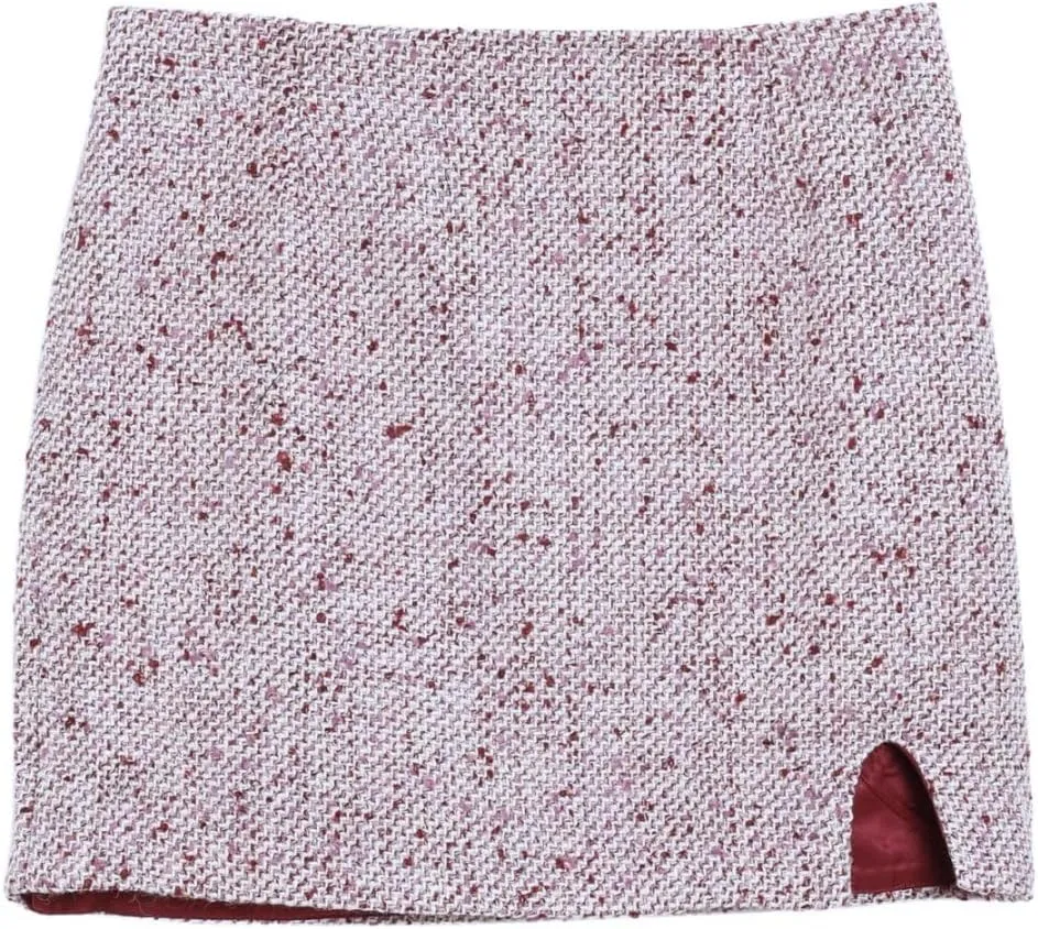 Amazhiyu Women's Wool Tweed High Waist Mini Pencil Skirts with Side Split Winter