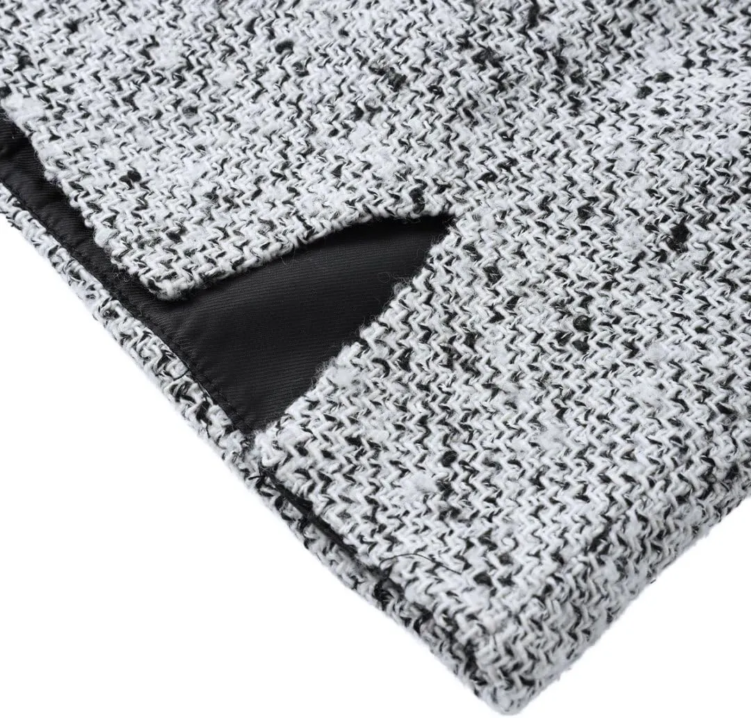 Amazhiyu Women's Wool Tweed High Waist Mini Pencil Skirts with Side Split Winter