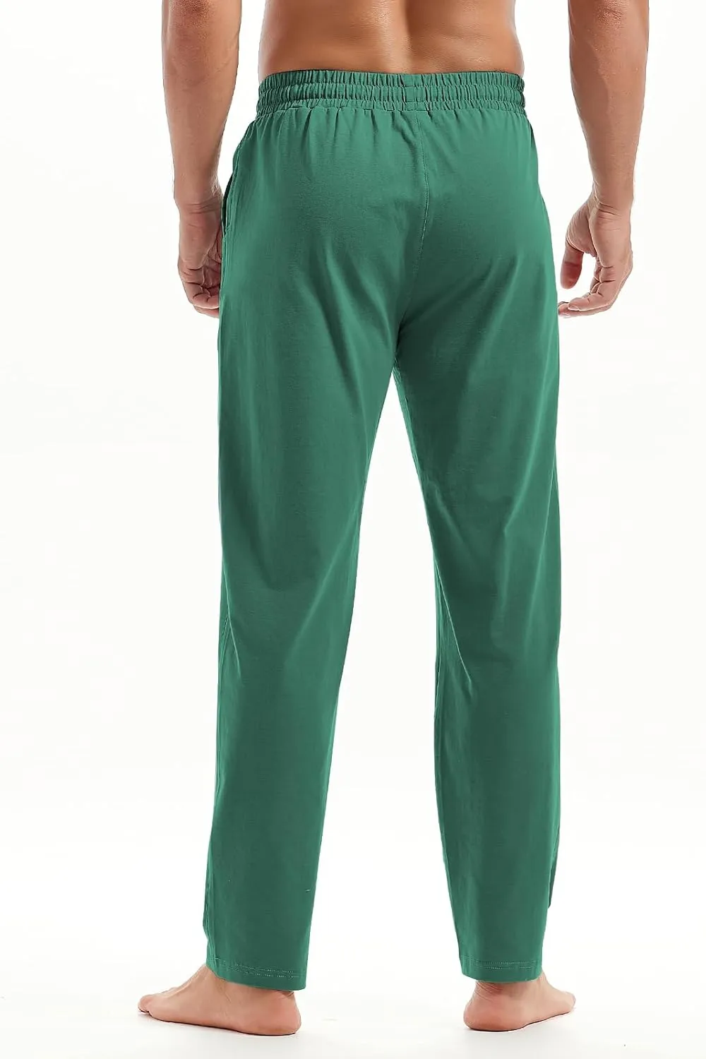 AMY COULEE Mens Cotton Yoga Pants Running Workout Lightweight Sweatpants Open Bottom Lounge Pants with Pockets