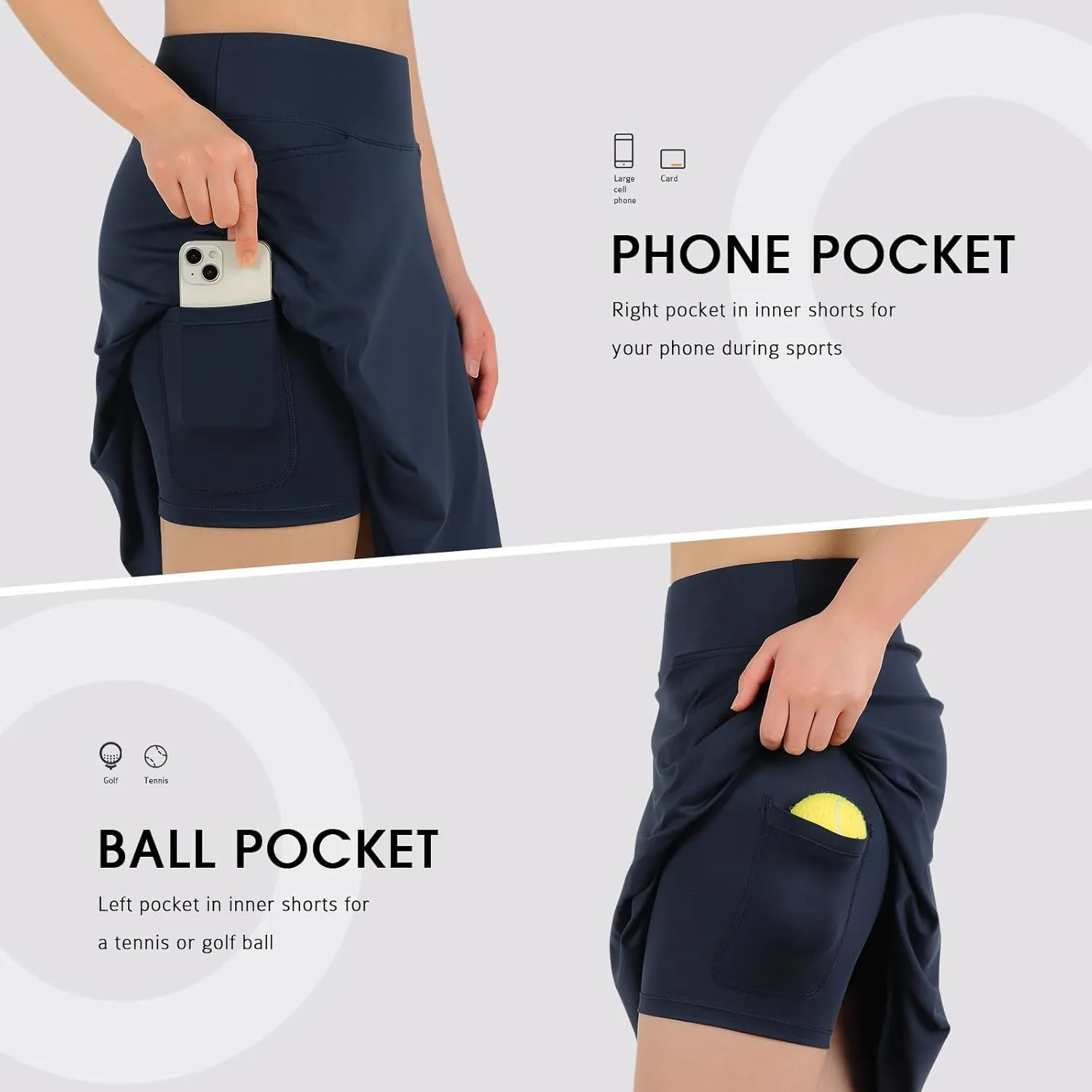 ANIVIVO Women's 20" Knee Length Skorts Golf Tennis Skirt for Women Activity Casual Skort with Pockets High Waist