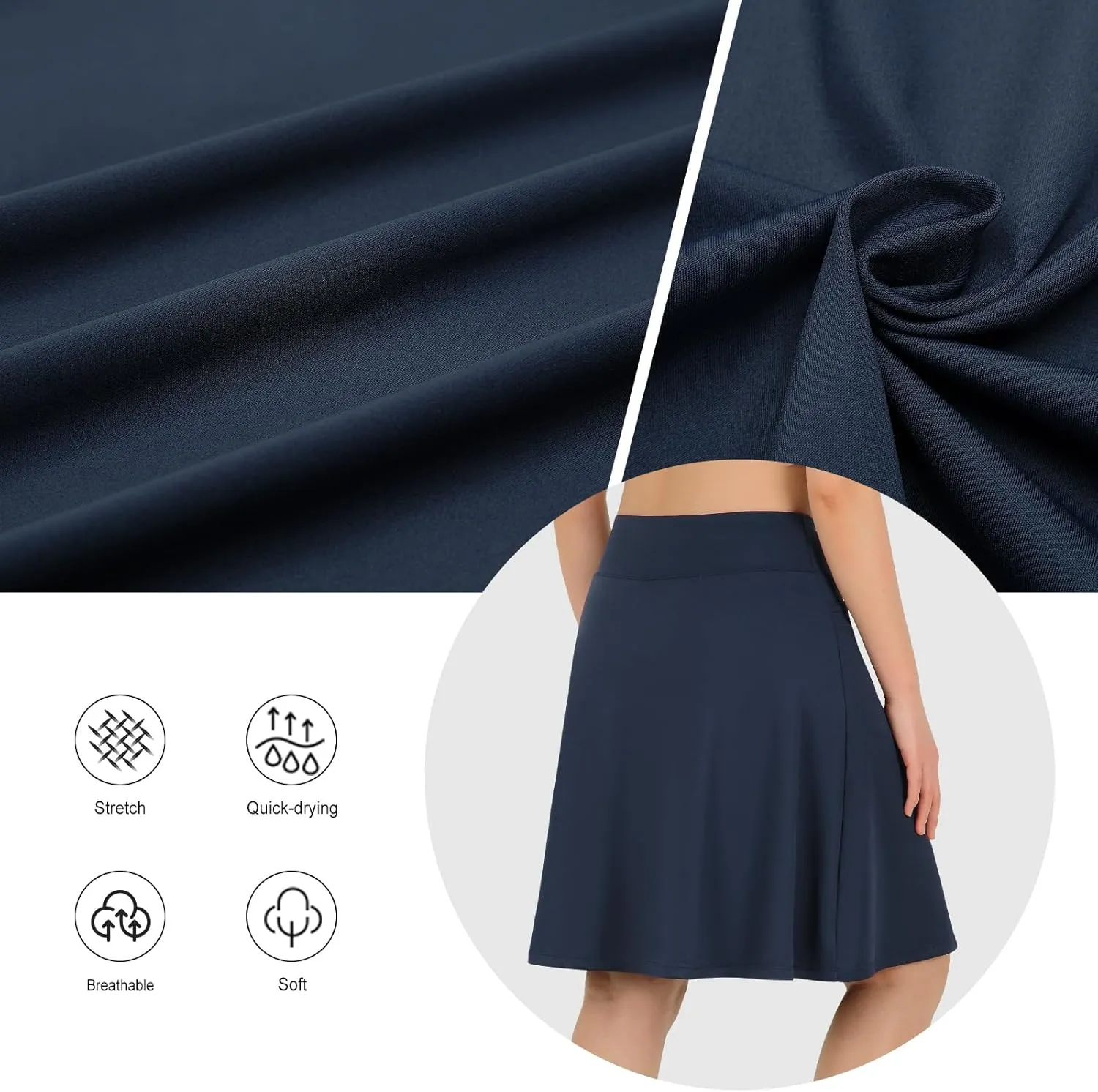 ANIVIVO Women's 20" Knee Length Skorts Golf Tennis Skirt for Women Activity Casual Skort with Pockets High Waist