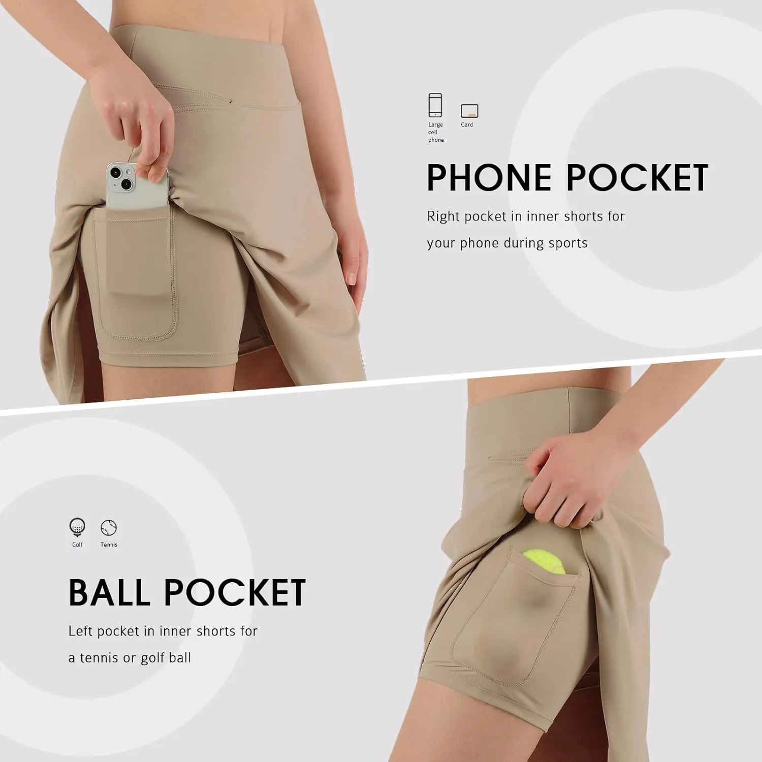 ANIVIVO Women's 20" Knee Length Skorts Golf Tennis Skirt for Women Activity Casual Skort with Pockets High Waist