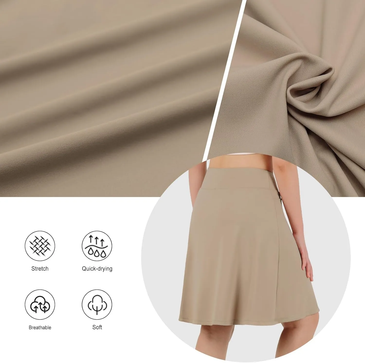 ANIVIVO Women's 20" Knee Length Skorts Golf Tennis Skirt for Women Activity Casual Skort with Pockets High Waist