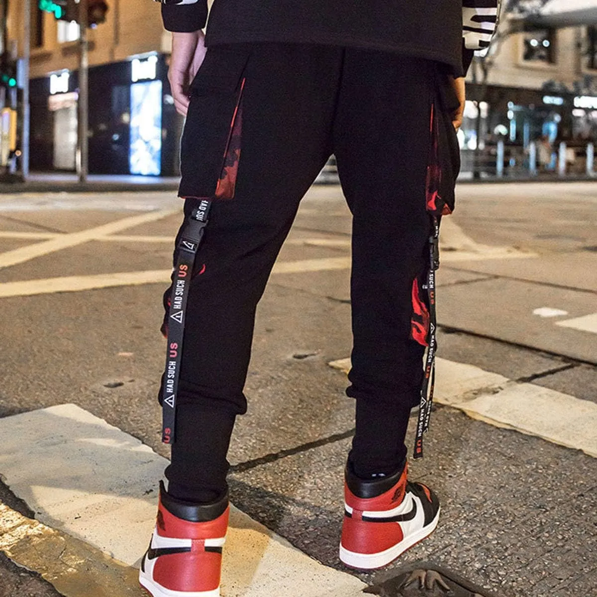 Astellarie Mens Punk Cargo Pants Hip-hop Jogger Patchwork Popular Baggy Teachwear Pants