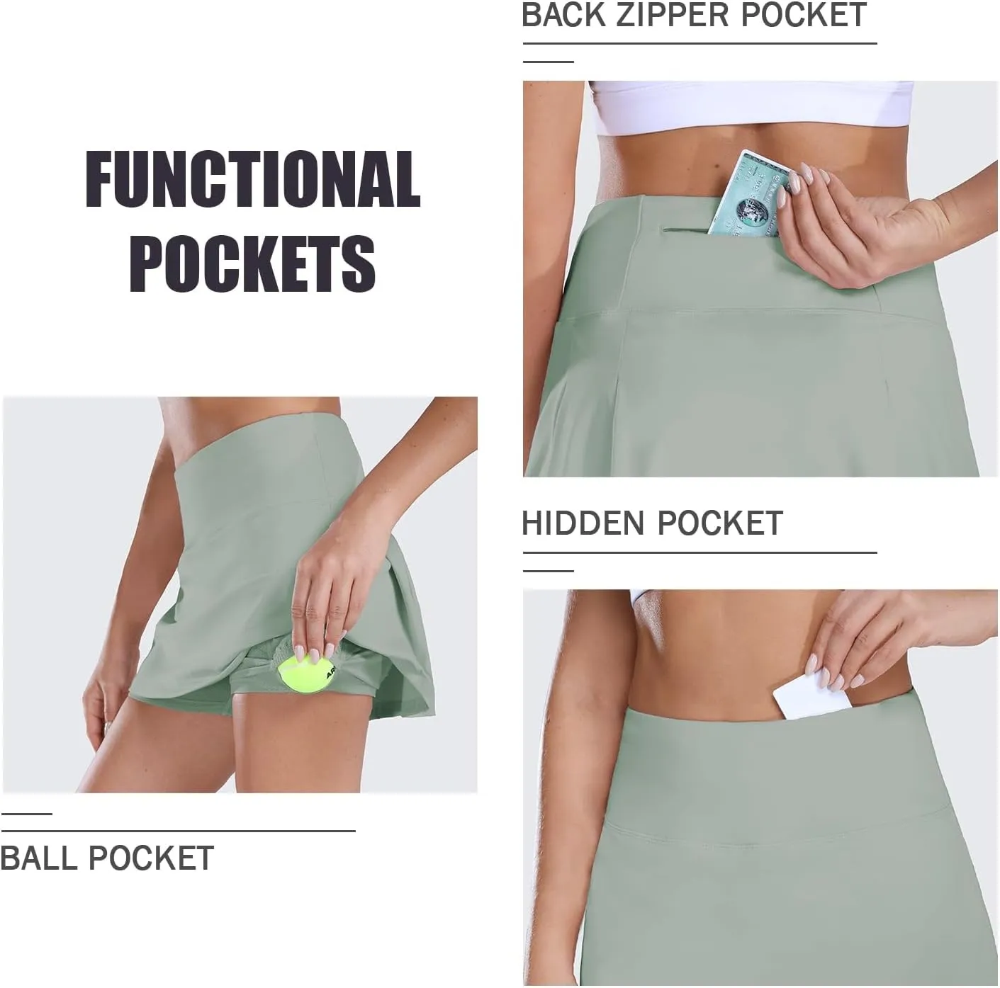 baleaf Women's 13" Tennis Skirts Golf Skort High Waisted Athletic Pleated Pockets Linner Running Sports Workout Casual