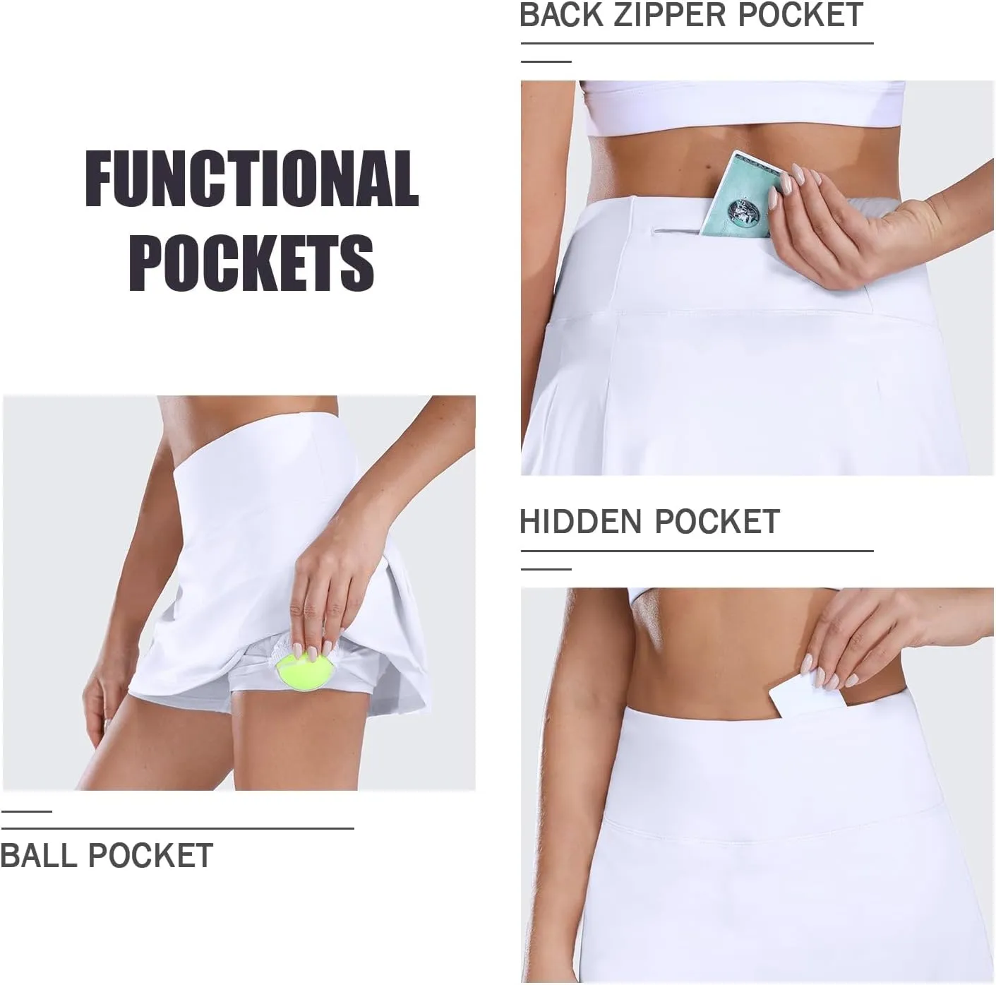 baleaf Women's 13" Tennis Skirts Golf Skort High Waisted Athletic Pleated Pockets Linner Running Sports Workout Casual