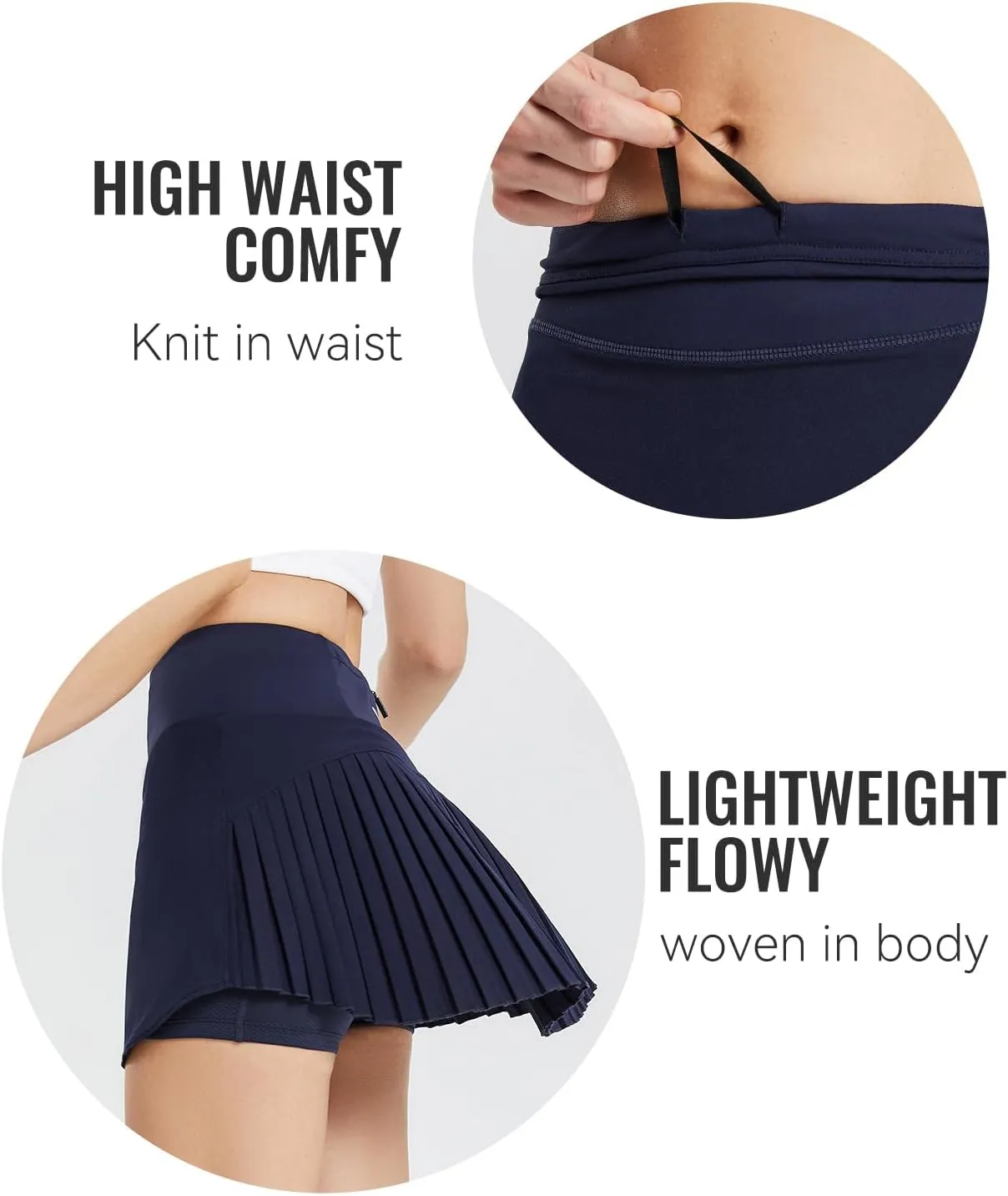 baleaf Women's Pleated Tennis Skirt Golf Skorts for Woman High Waisted Lightweight Athletic Shorts Pockets