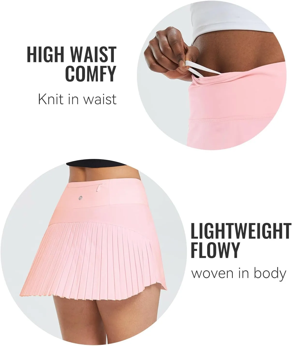 baleaf Women's Pleated Tennis Skirt Golf Skorts for Woman High Waisted Lightweight Athletic Shorts Pockets