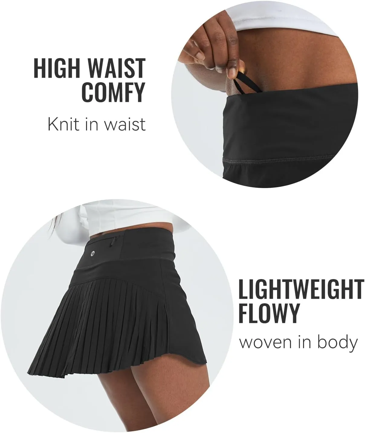 baleaf Women's Pleated Tennis Skirt Golf Skorts for Woman High Waisted Lightweight Athletic Shorts Pockets