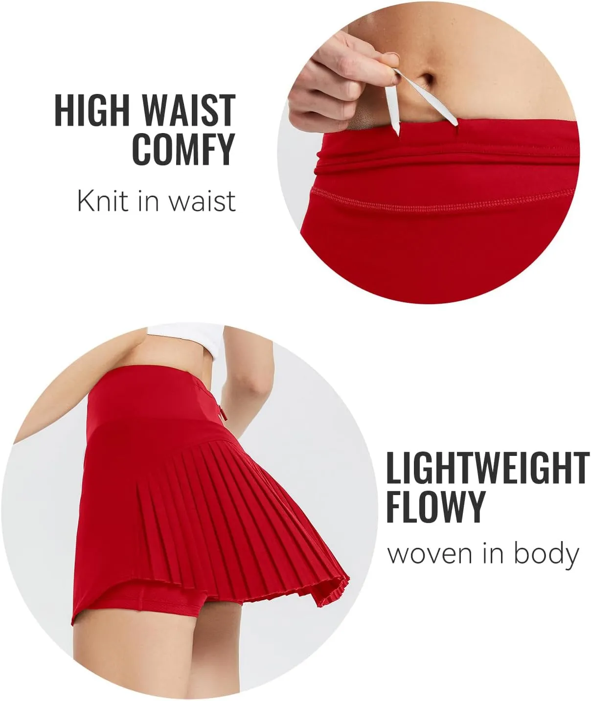 baleaf Women's Pleated Tennis Skirt Golf Skorts for Woman High Waisted Lightweight Athletic Shorts Pockets