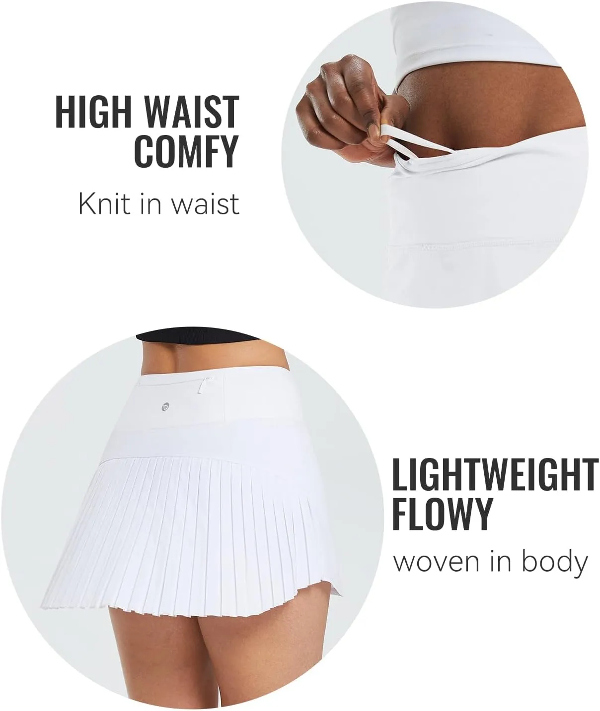 baleaf Women's Pleated Tennis Skirt Golf Skorts for Woman High Waisted Lightweight Athletic Shorts Pockets