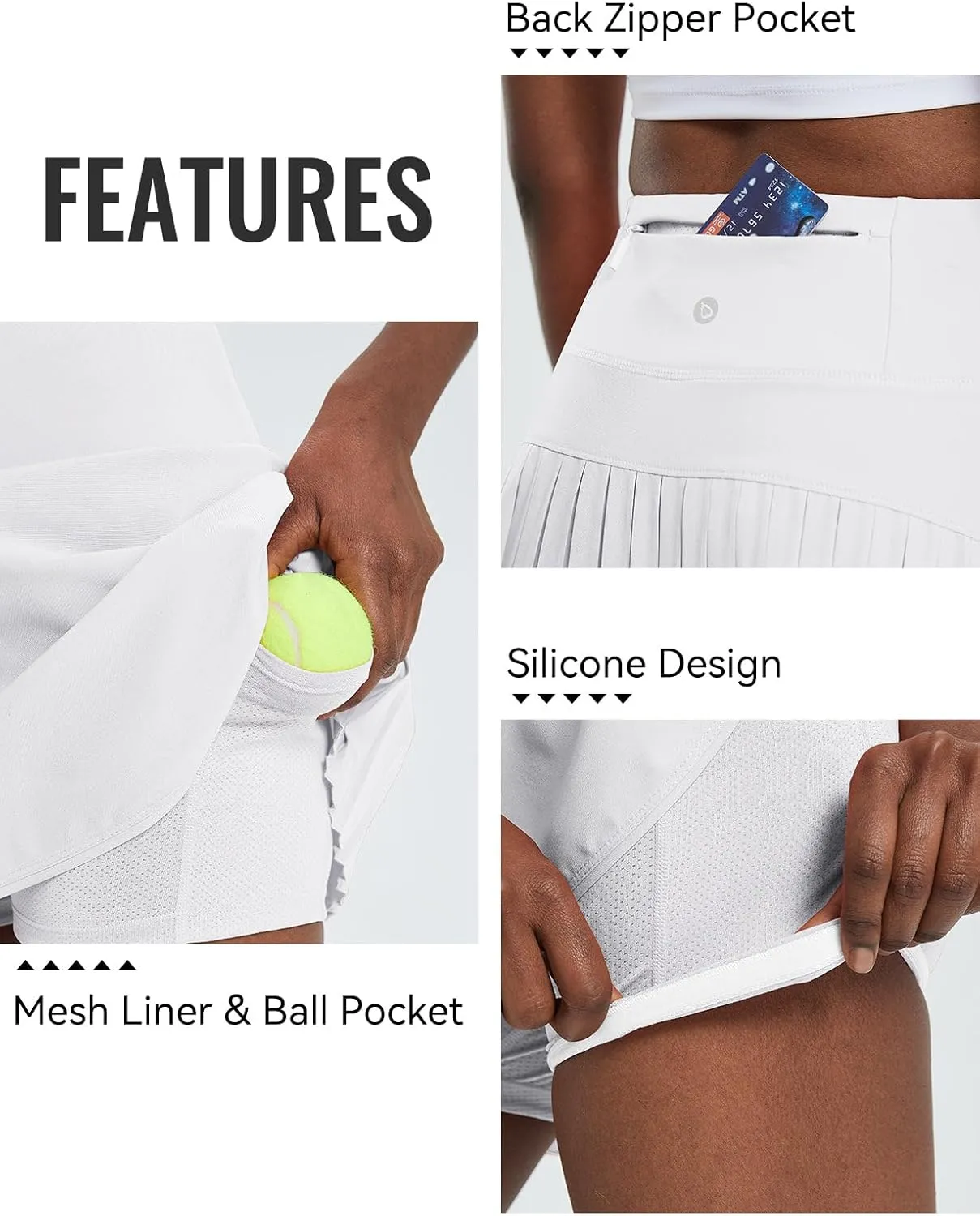 baleaf Women's Pleated Tennis Skirt Golf Skorts for Woman High Waisted Lightweight Athletic Shorts Pockets