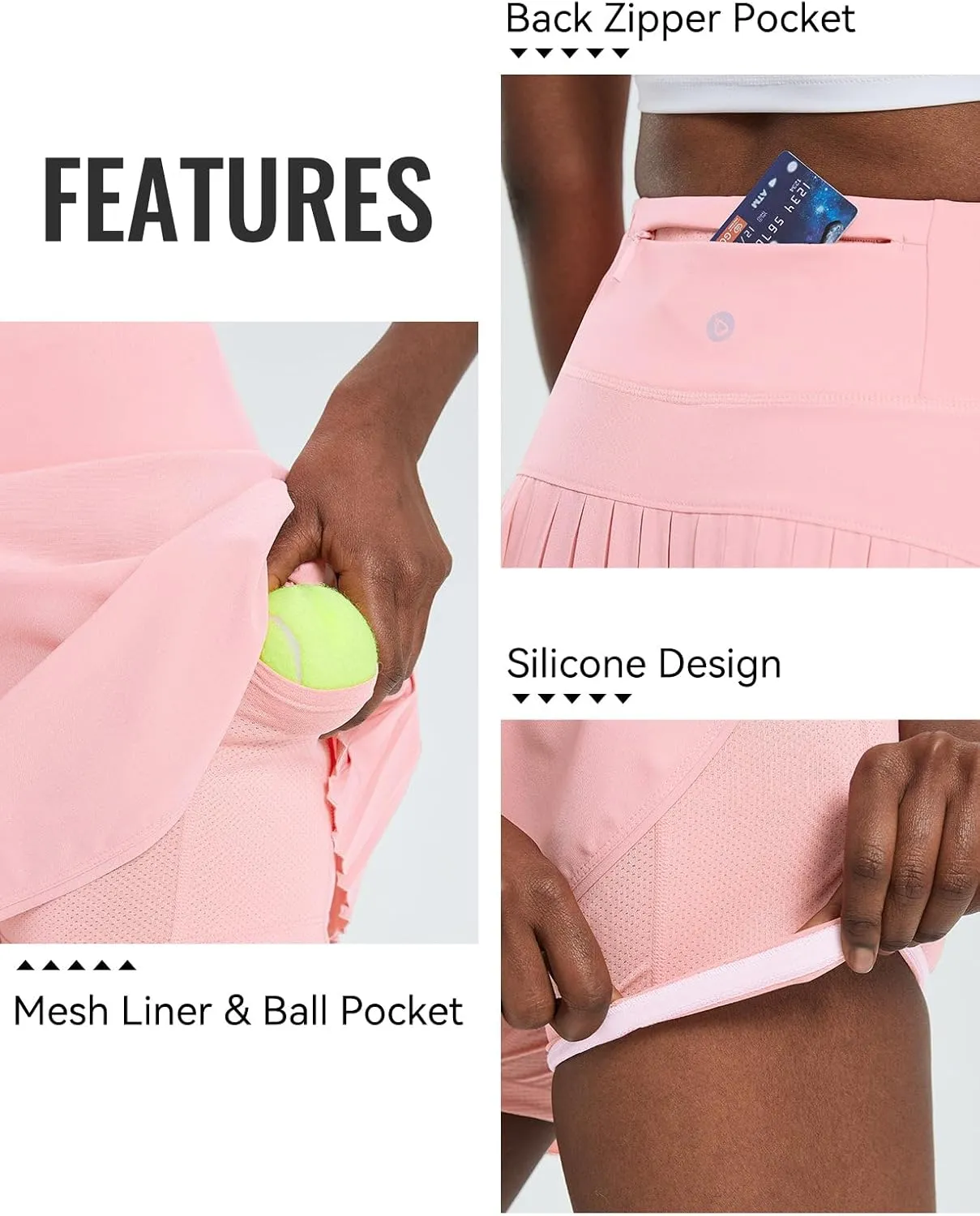 baleaf Women's Pleated Tennis Skirt Golf Skorts for Woman High Waisted Lightweight Athletic Shorts Pockets