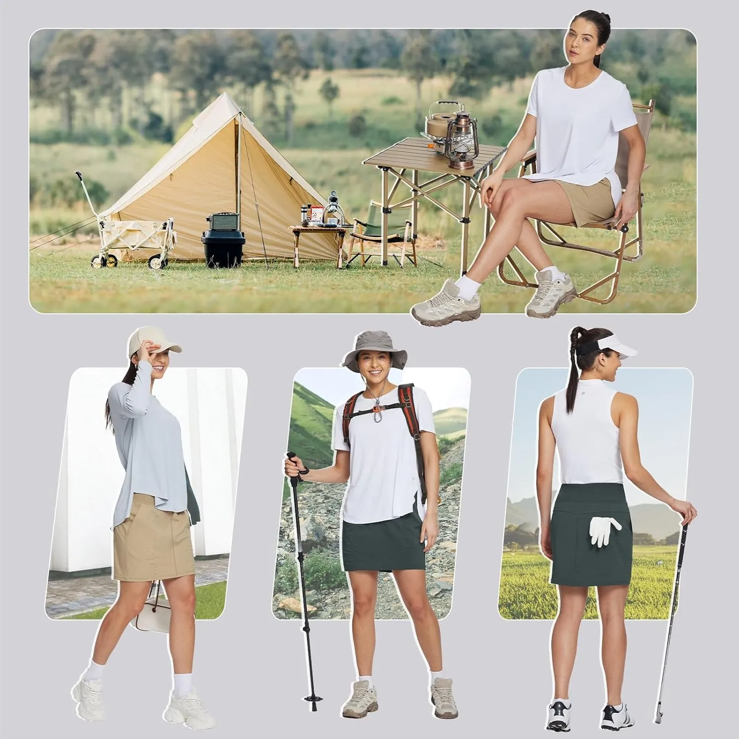 BALEAF Women's Skorts Hiking Skirts 5 Pockets 16" Golf Tennis Athletic Quick Dry Skirts UPF 50