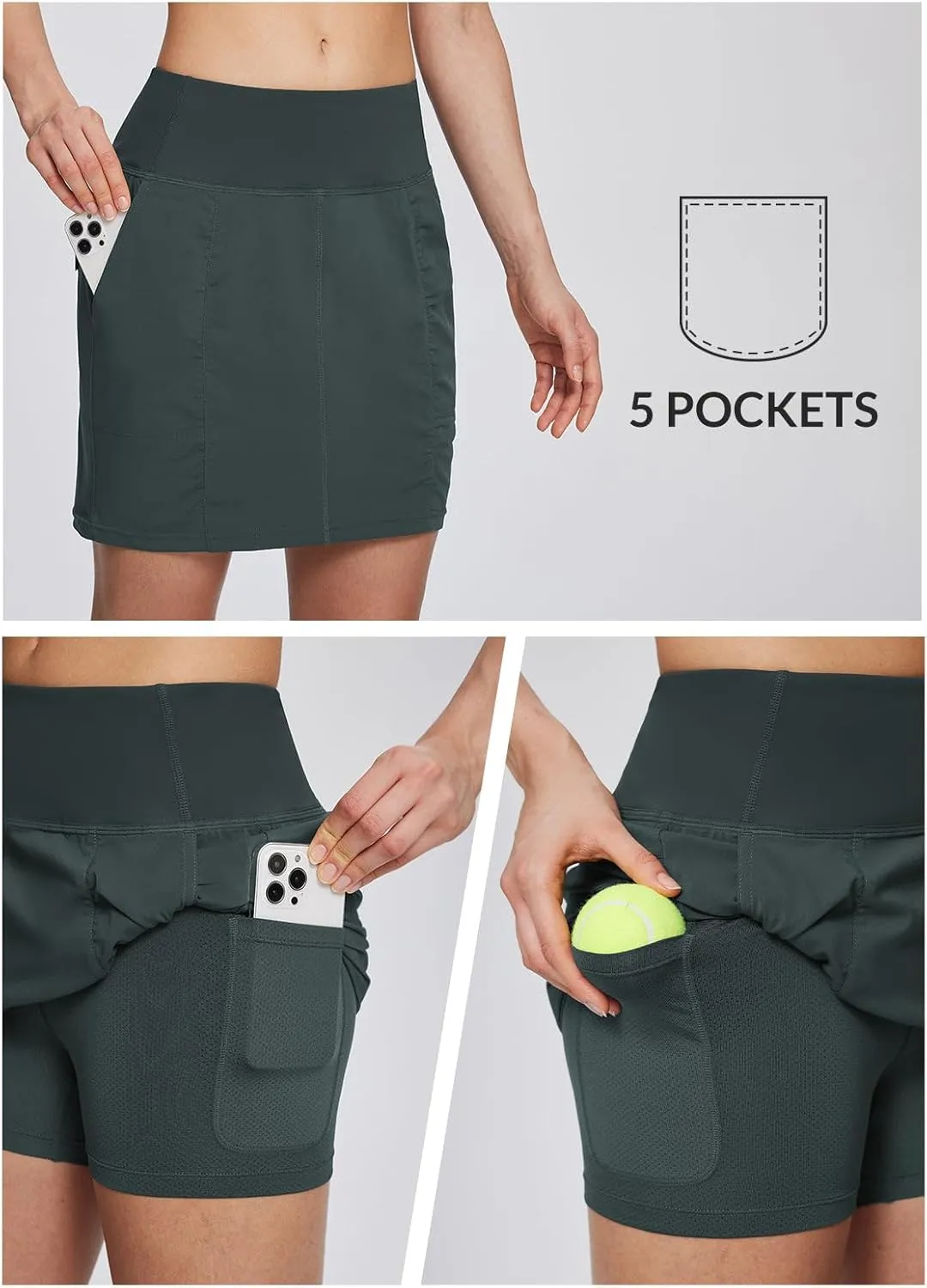 BALEAF Women's Skorts Hiking Skirts 5 Pockets 16" Golf Tennis Athletic Quick Dry Skirts UPF 50