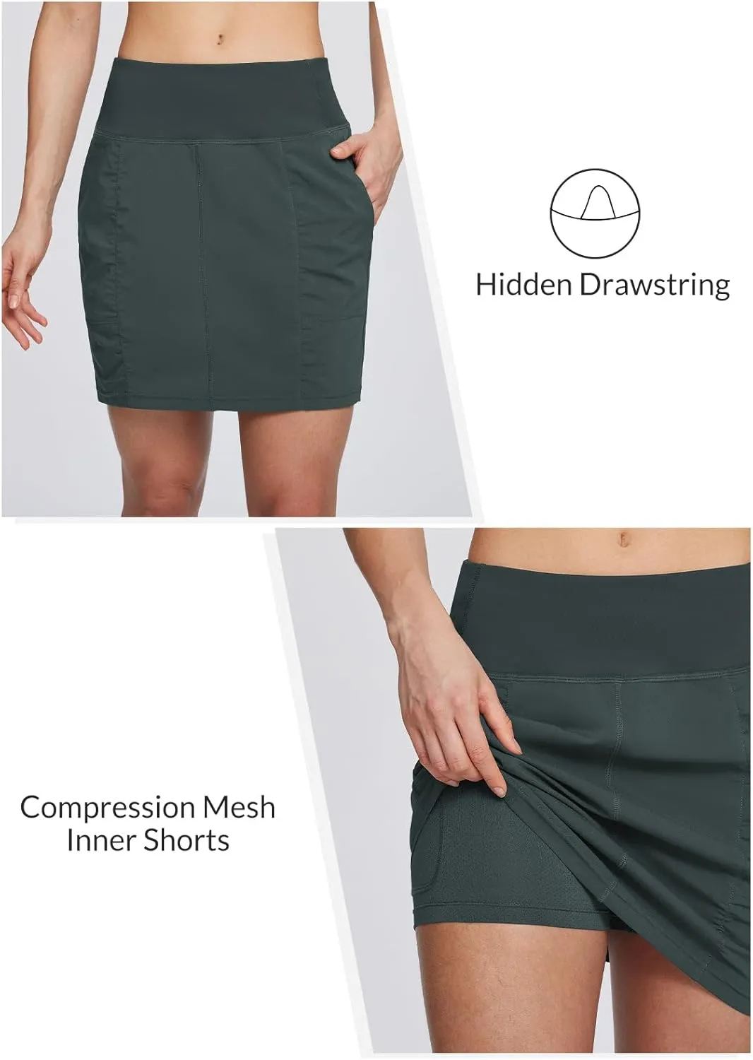 BALEAF Women's Skorts Hiking Skirts 5 Pockets 16" Golf Tennis Athletic Quick Dry Skirts UPF 50
