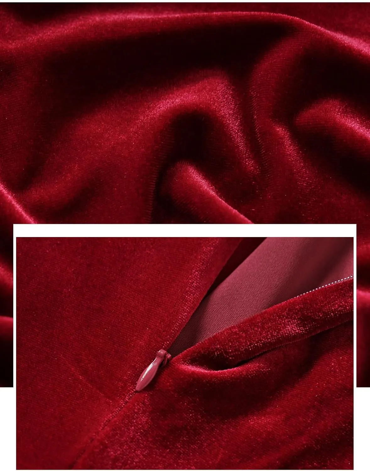 Bbonlinedress Long Sleeve Velvet Vintage Tea Dress Formal Cocktail Wedding Midi V-Neck Fit and Flare Dresses