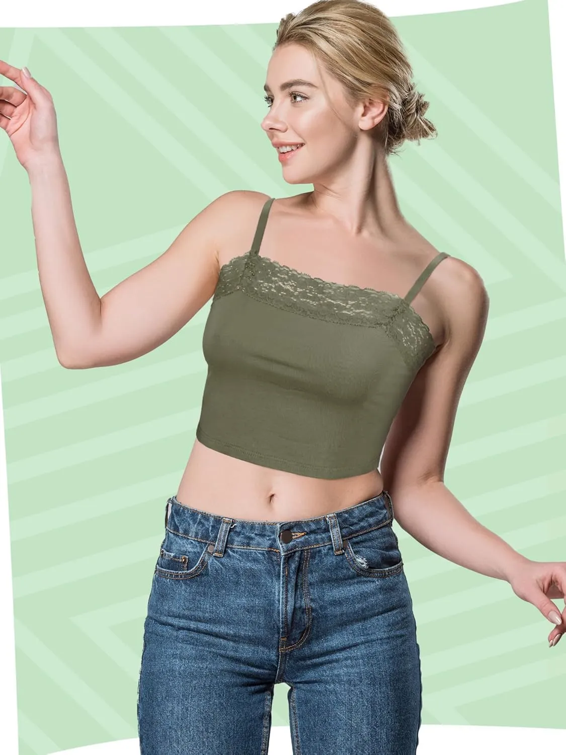 Bencailor 4 Pcs Womens Lace Cami Bralettes Spaghetti Strap Crop Tops Bandeau