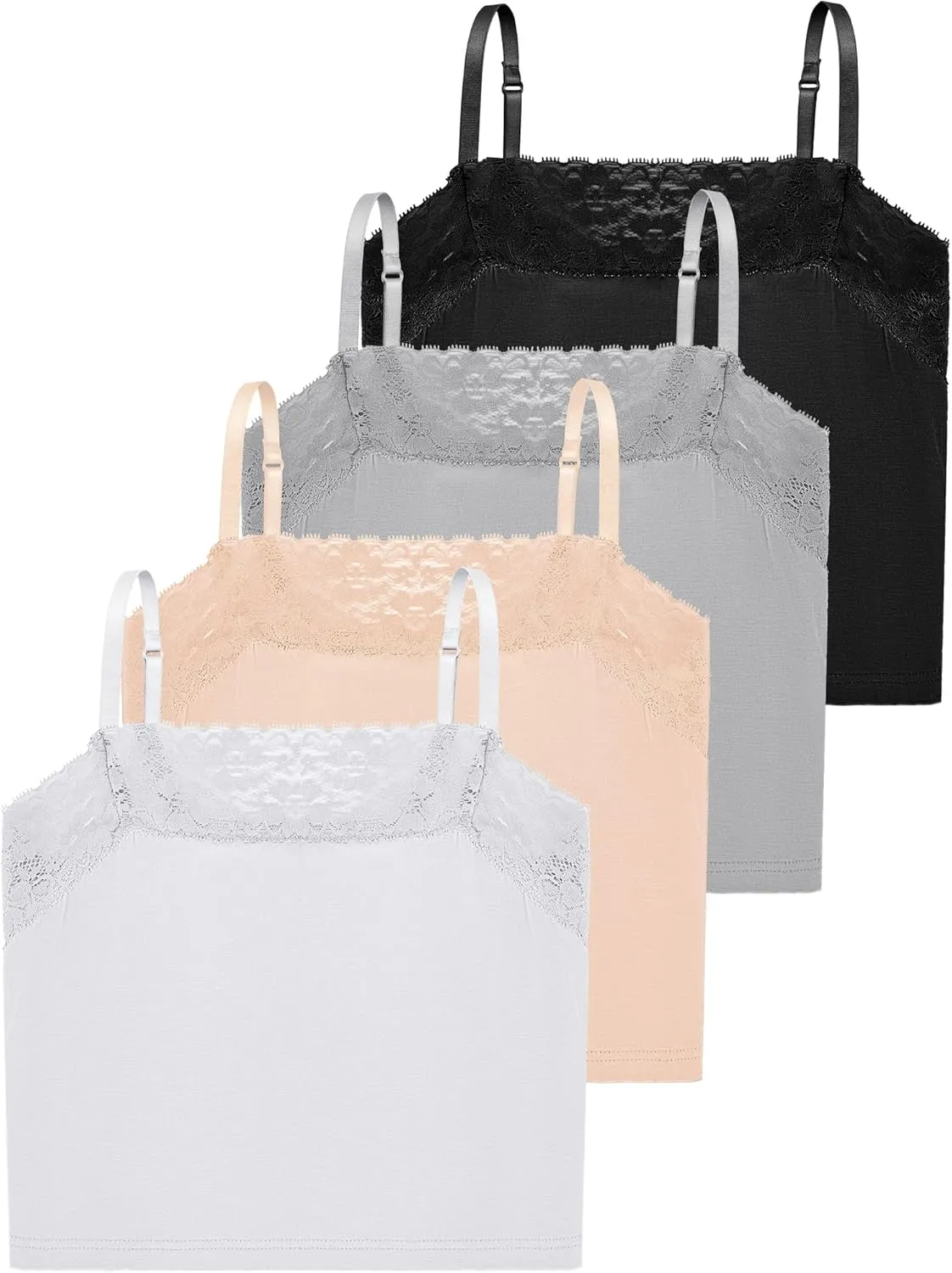 Bencailor 4 Pcs Womens Lace Cami Bralettes Spaghetti Strap Crop Tops Bandeau