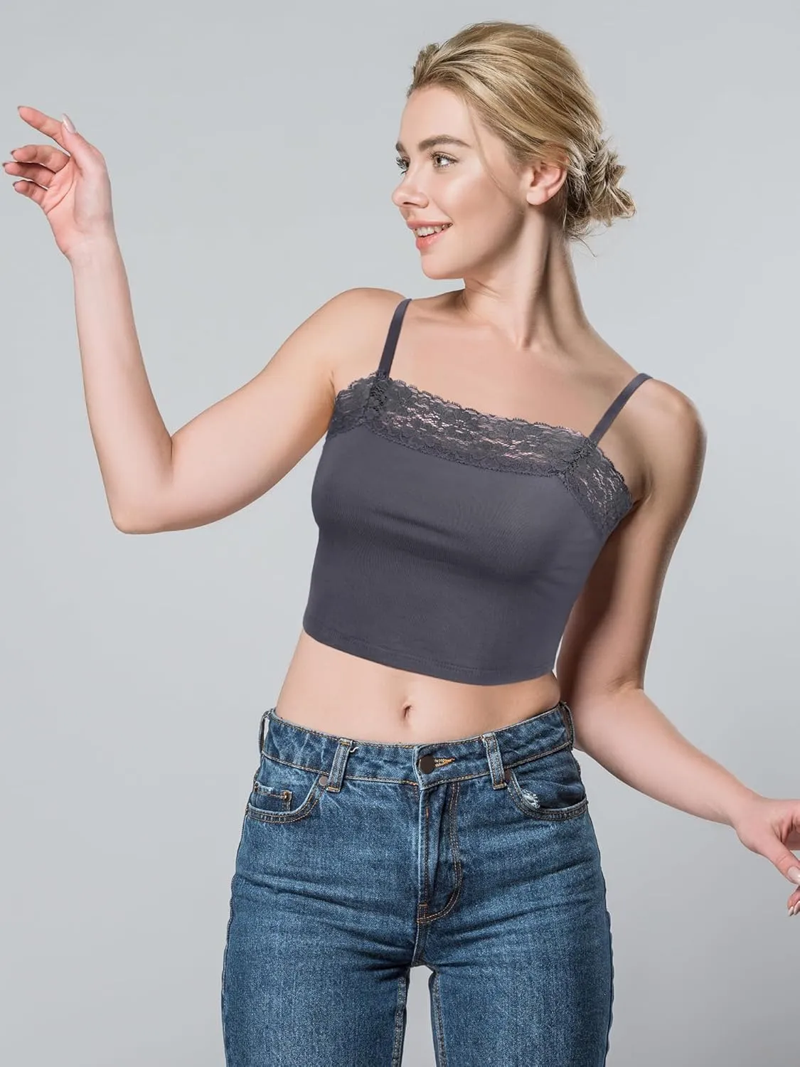 Bencailor 4 Pcs Womens Lace Cami Bralettes Spaghetti Strap Crop Tops Bandeau