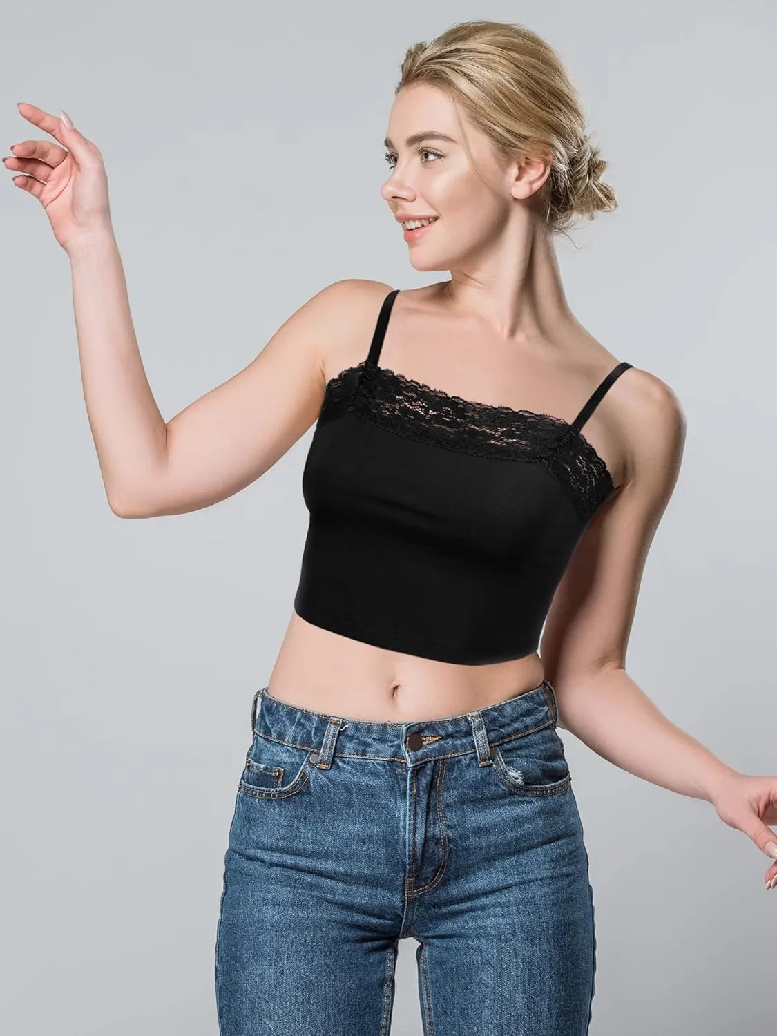 Bencailor 4 Pcs Womens Lace Cami Bralettes Spaghetti Strap Crop Tops Bandeau