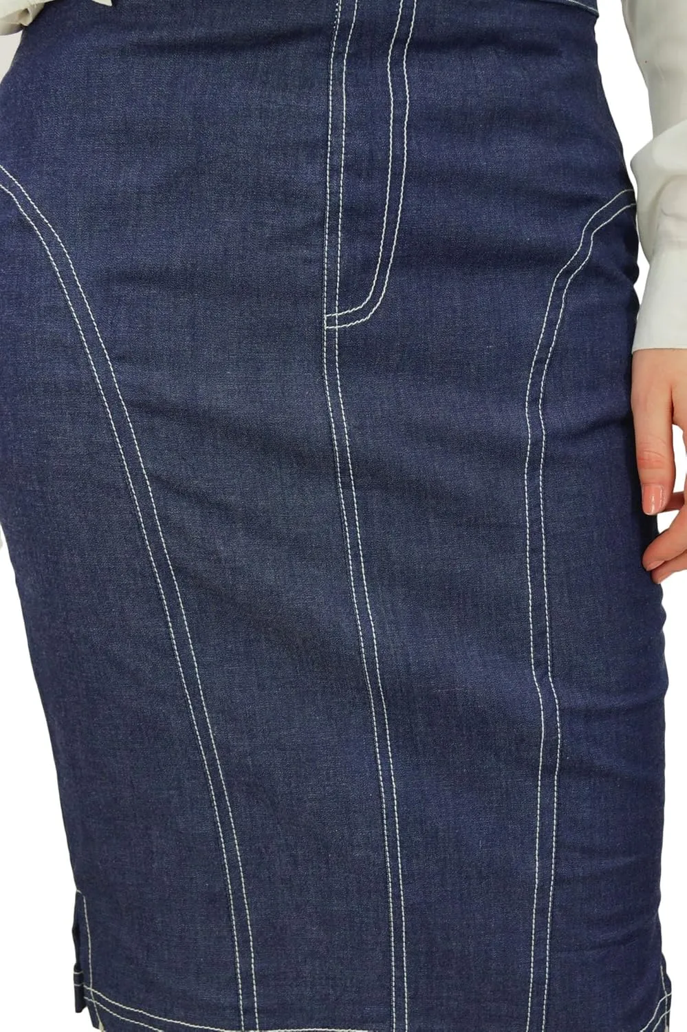 Bimba Women's Side Slits with Zipper High Waist Denim Pencil Skirts
