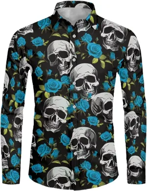 Biyejit Men's Long Sleeve Dress Shirt Slim Fit Casual Graphic Business Formal Button Up Shirts