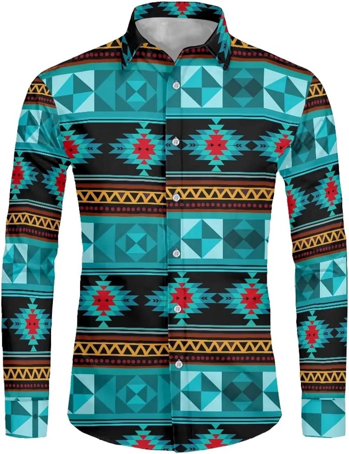 Biyejit Men's Long Sleeve Dress Shirt Slim Fit Casual Graphic Business Formal Button Up Shirts