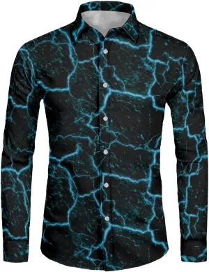 Biyejit Men's Long Sleeve Dress Shirt Slim Fit Casual Graphic Business Formal Button Up Shirts