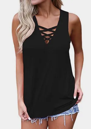 Black Tees Sleeveless Tops Ladies Tanks
