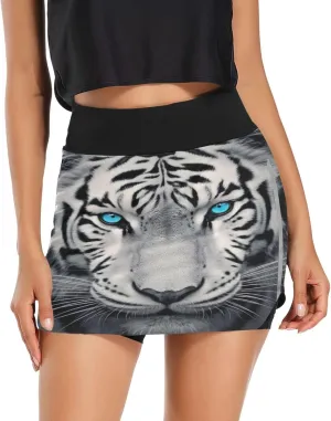 Blue Eyes Tiger Tennis Skorts Skirts for Women Workout Athletic Skirt High Waisted with Pocket