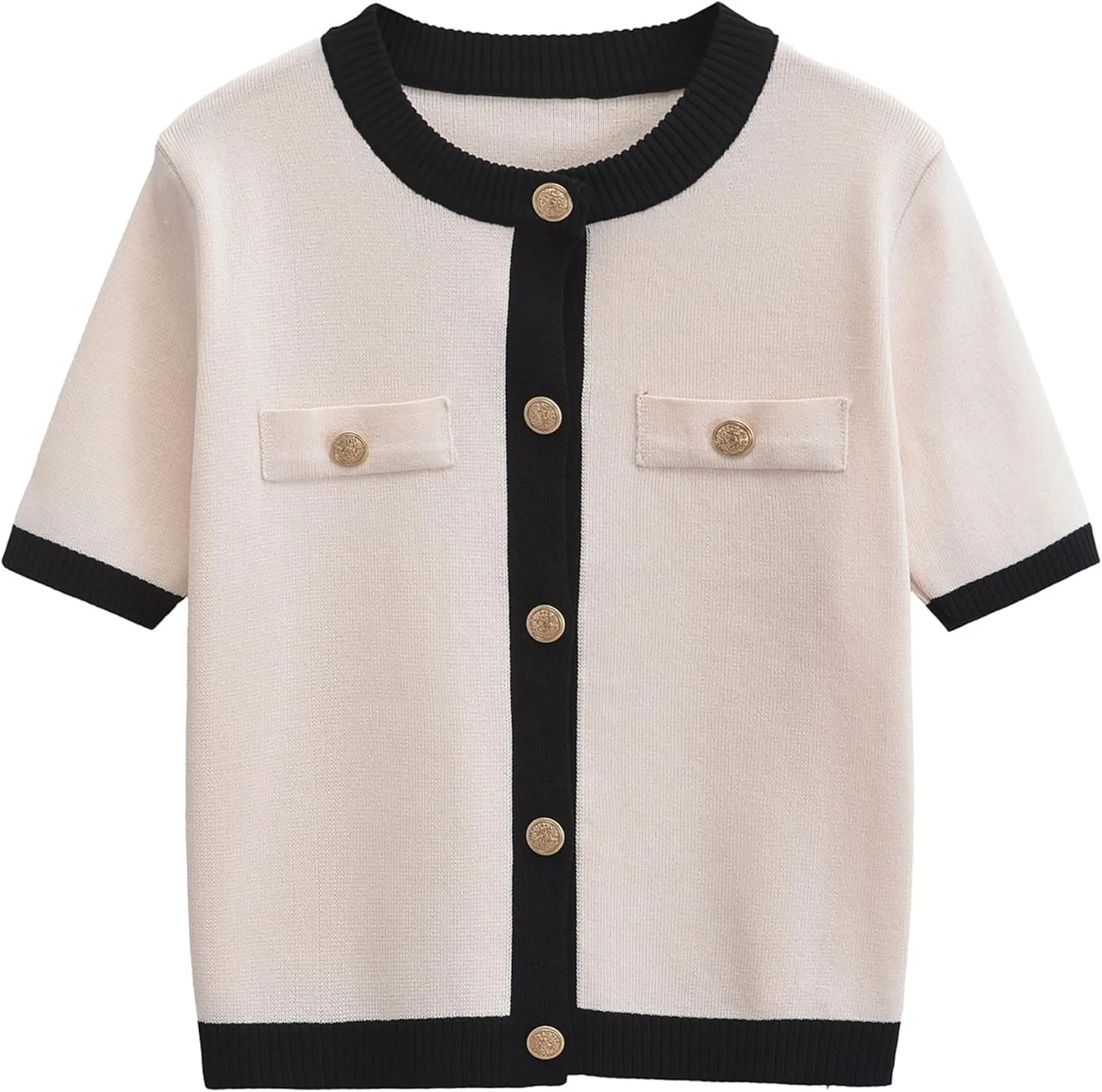 Bozanly Womens Short Sleeve Cardigan Summer Crew Neck Button Up Cropped Knitted Dressy Tops 2025