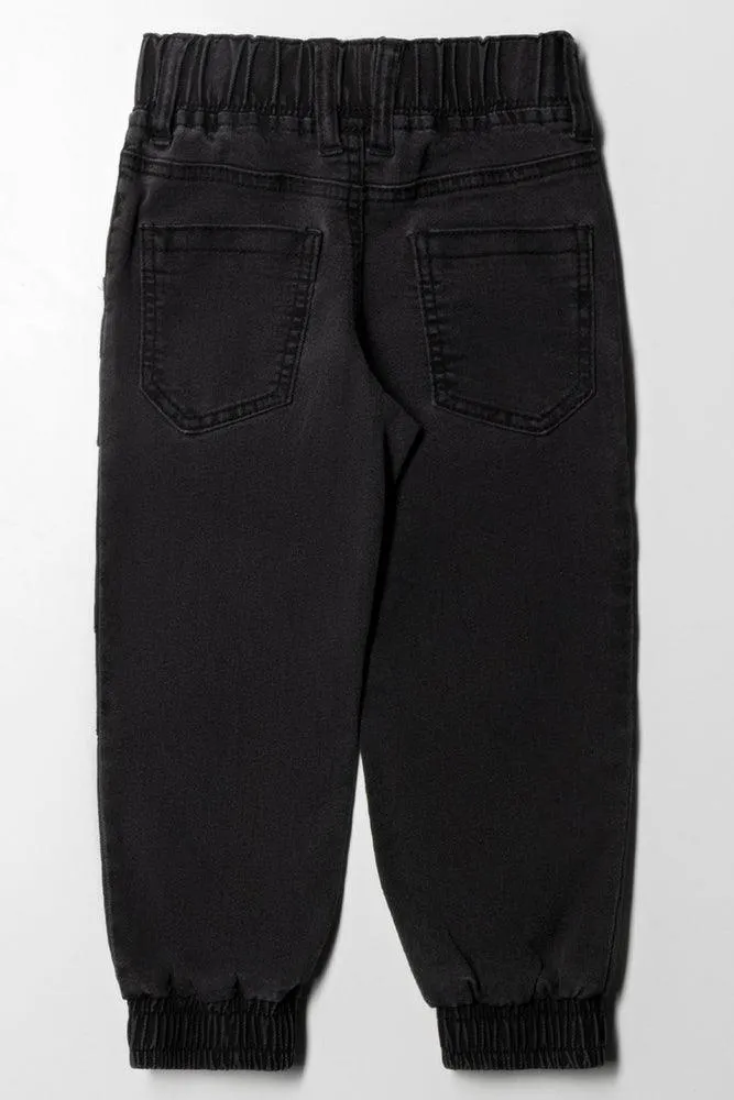 Cargo Jogger Denim Jeans Black