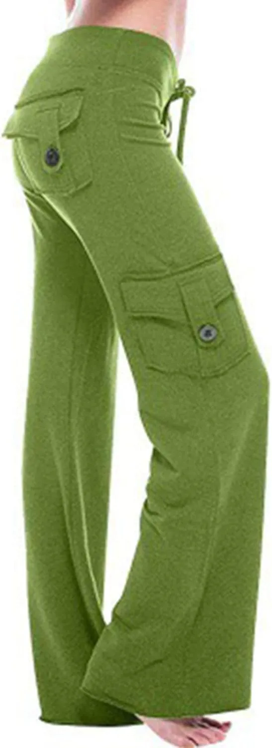 Cargo Pants for Women 2024 Plus Size Stretch High Waist Wide Leg Trouser Casual Comfy Yoga Workout with Pockets