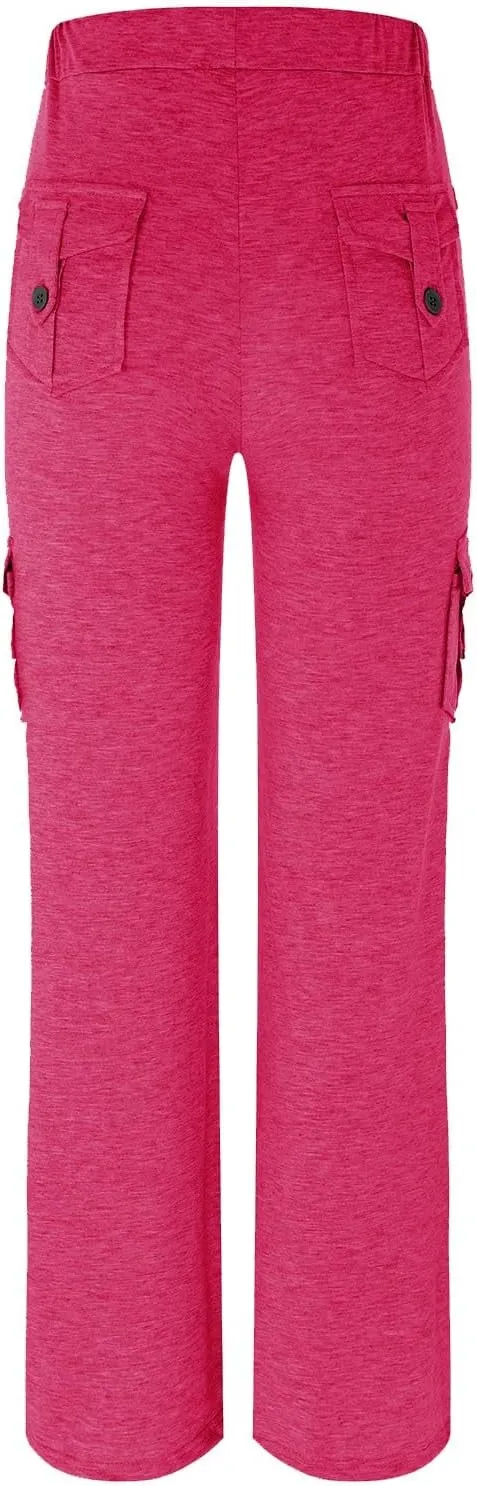Cargo Pants for Women 2024 Plus Size Stretch High Waist Wide Leg Trouser Casual Comfy Yoga Workout with Pockets