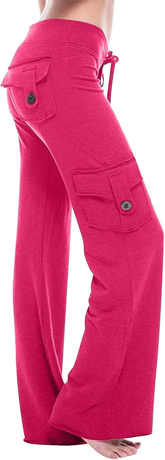Cargo Pants for Women 2024 Plus Size Stretch High Waist Wide Leg Trouser Casual Comfy Yoga Workout with Pockets