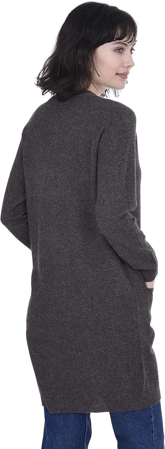 Cashmeren Long Profile Button Front Cardigan 100% Pure Cashmere V Neck Fashion Long Sleeve Sweater Coat for Women