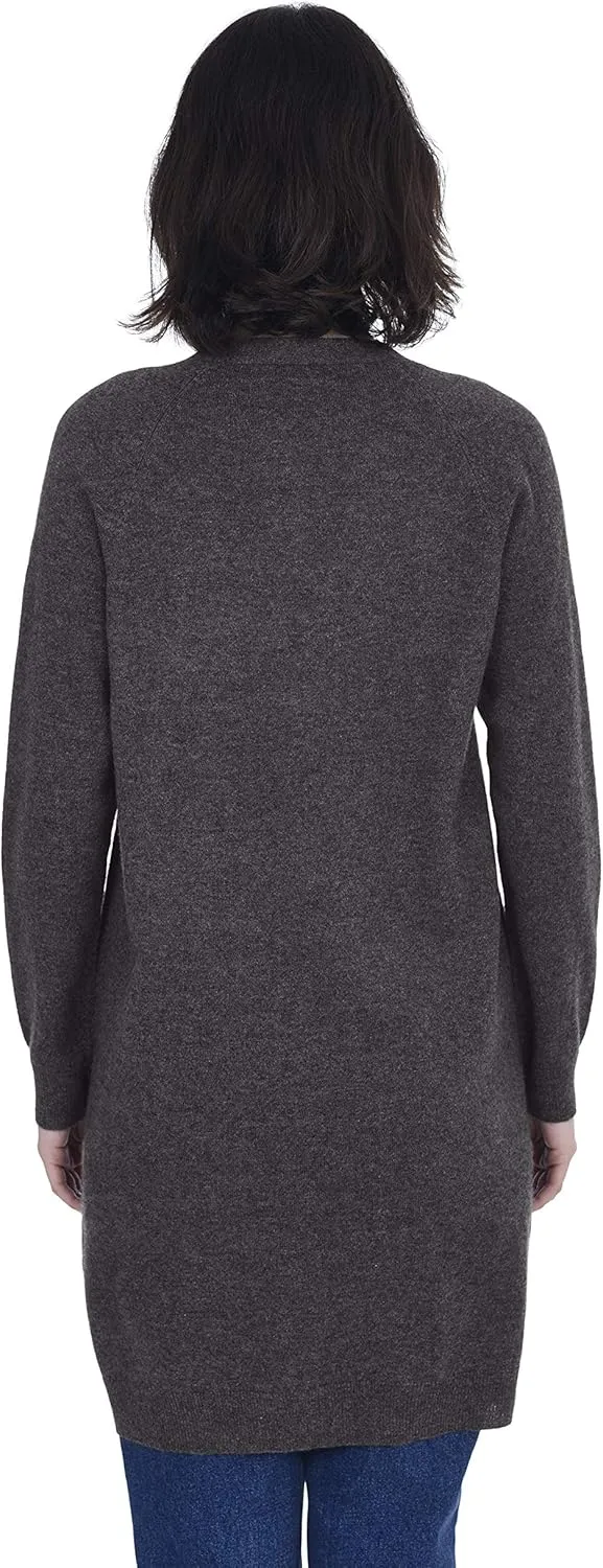 Cashmeren Long Profile Button Front Cardigan 100% Pure Cashmere V Neck Fashion Long Sleeve Sweater Coat for Women