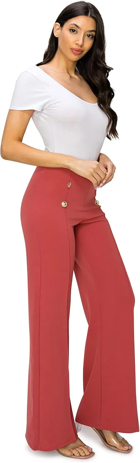 Cemi Ceri Women's High Waist Dress Pants w/Button Decorate