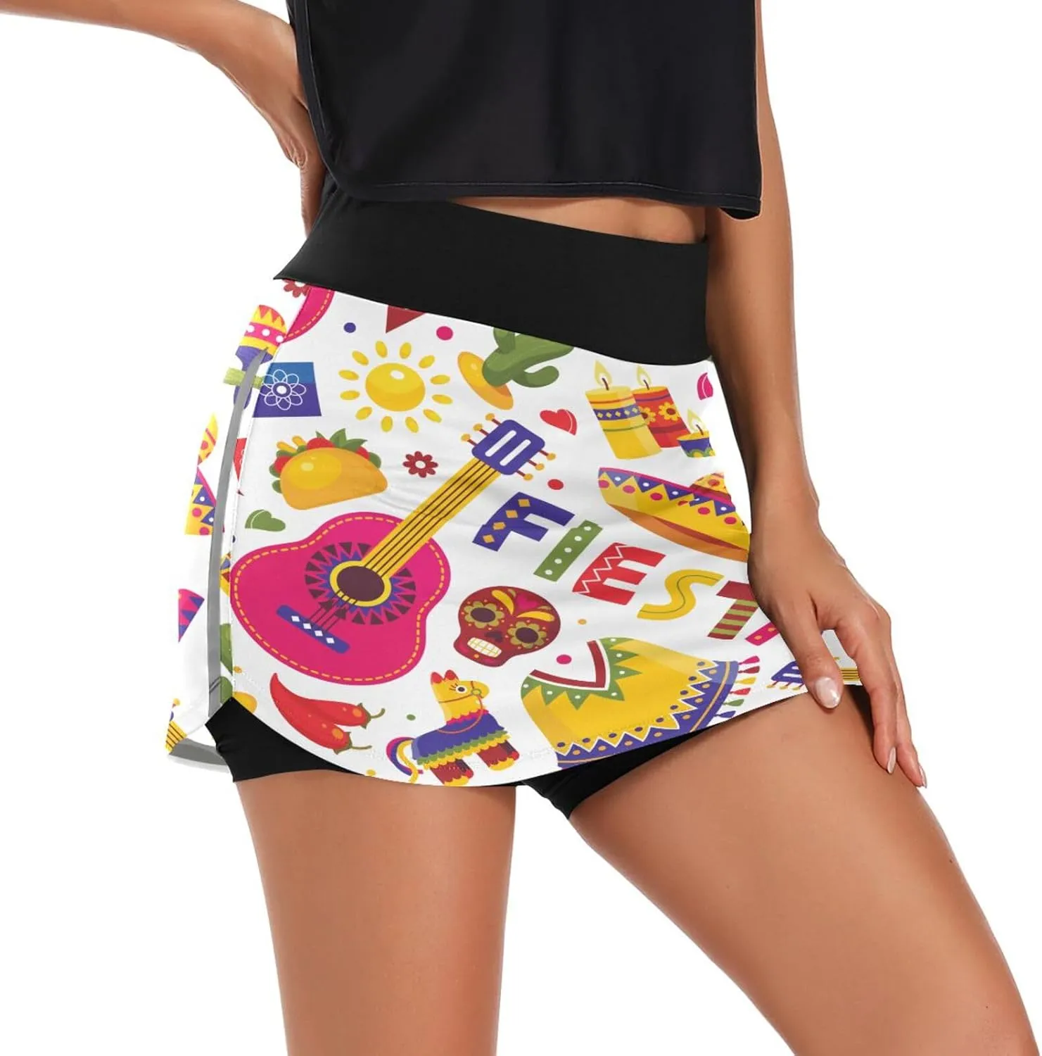 Cinco De Mayo Fiesta Tennis Skorts Skirts for Women Workout Athletic Skirt High Waisted with Pocket